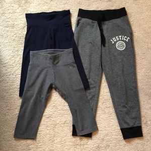 Justice capris and joggers size 8